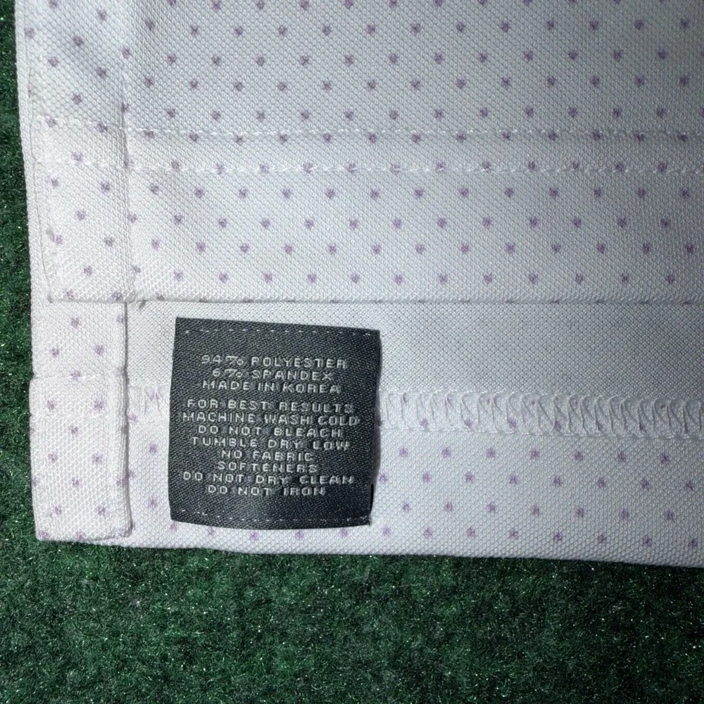 Turtleson Polo Shirt Men's Size Small White Purple Dots Tree Logo